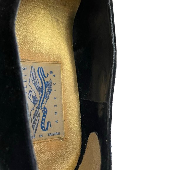 Vintage Perry Ellis Womens 8AA Black Suede Embroidered Red Floral Slip On Flats - Picture 7 of 16